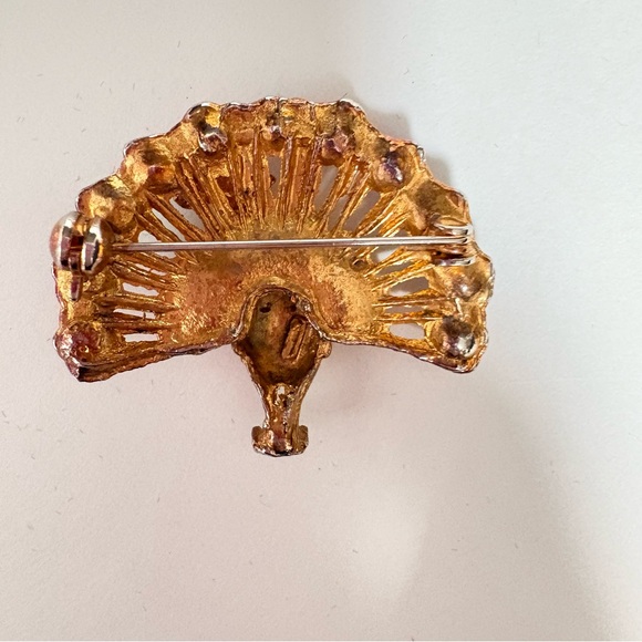 Vintage, Colorful Peacock Brooch - Picture 6 of 8